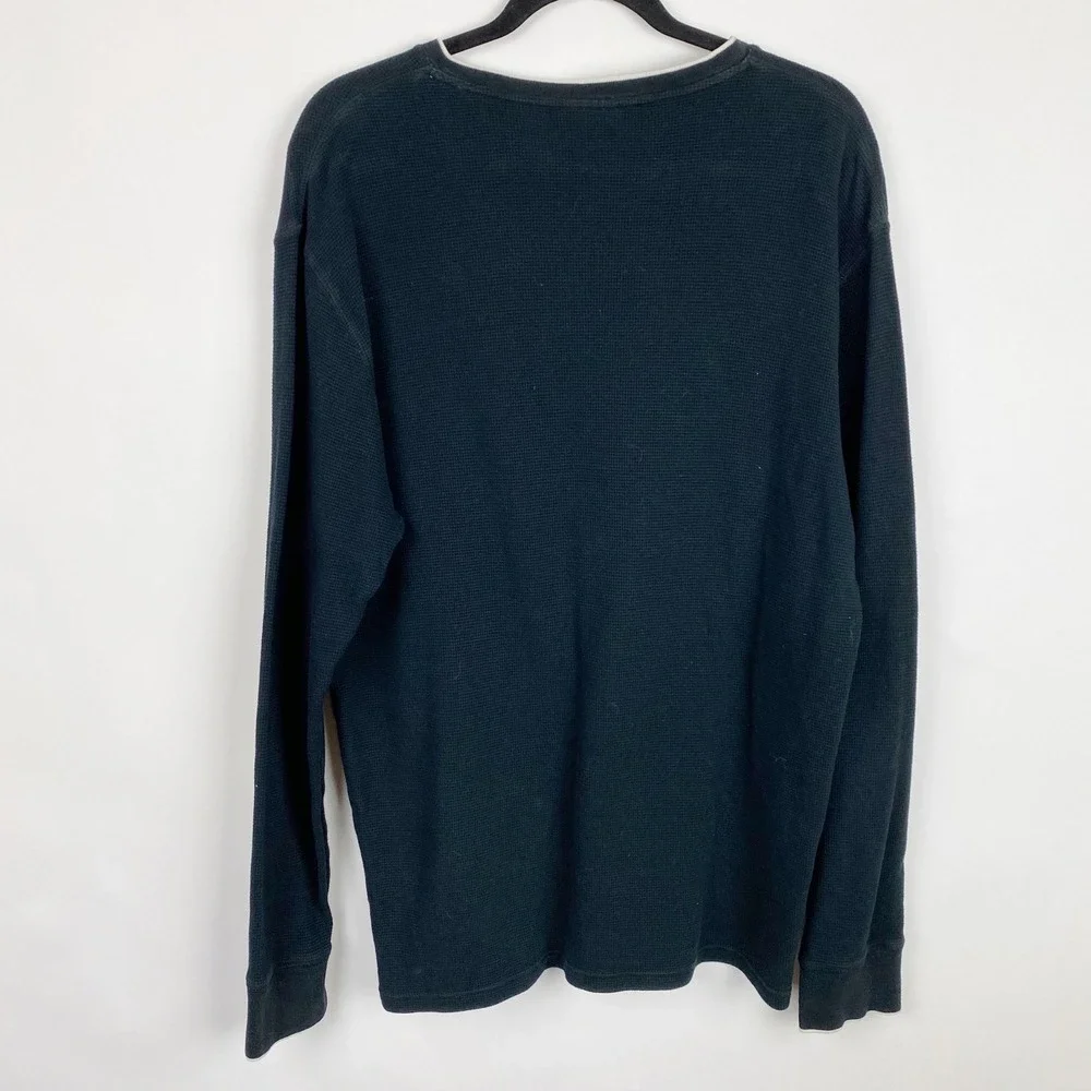 Polo Ralph Lauren Mens Black‎ Waffle Knit Long Sleeve V Neck Sleep Shirt XL